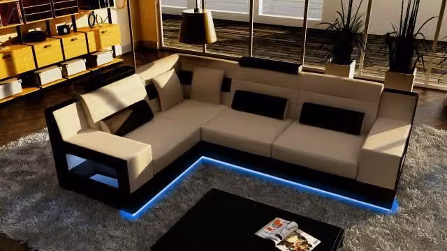Ecksofa Garnitur Leder Sofas Wohnlandschaft Sofa Couch Polster Ecke