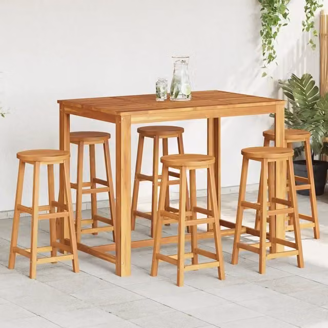 Sgabelli da Bar 6 pz in Legno Massello di Acacia 310287