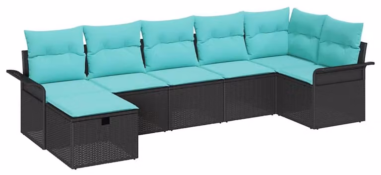Set Divano da Giardino con cuscino 7 pcs Poly Rattan