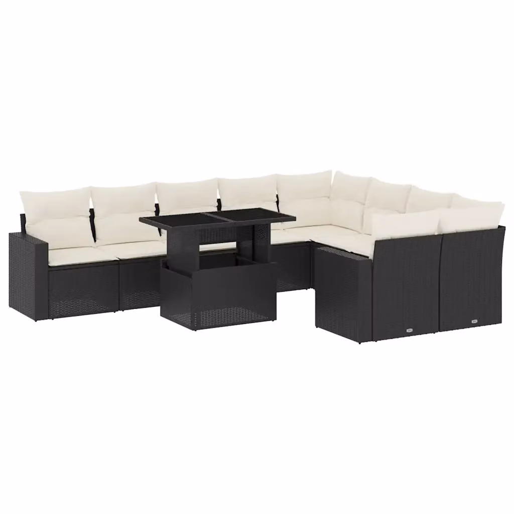 vidaXL Set Divani da Giardino a L con Cuscini, Polyrattan e Acciaio, Nero e Bianco – 2