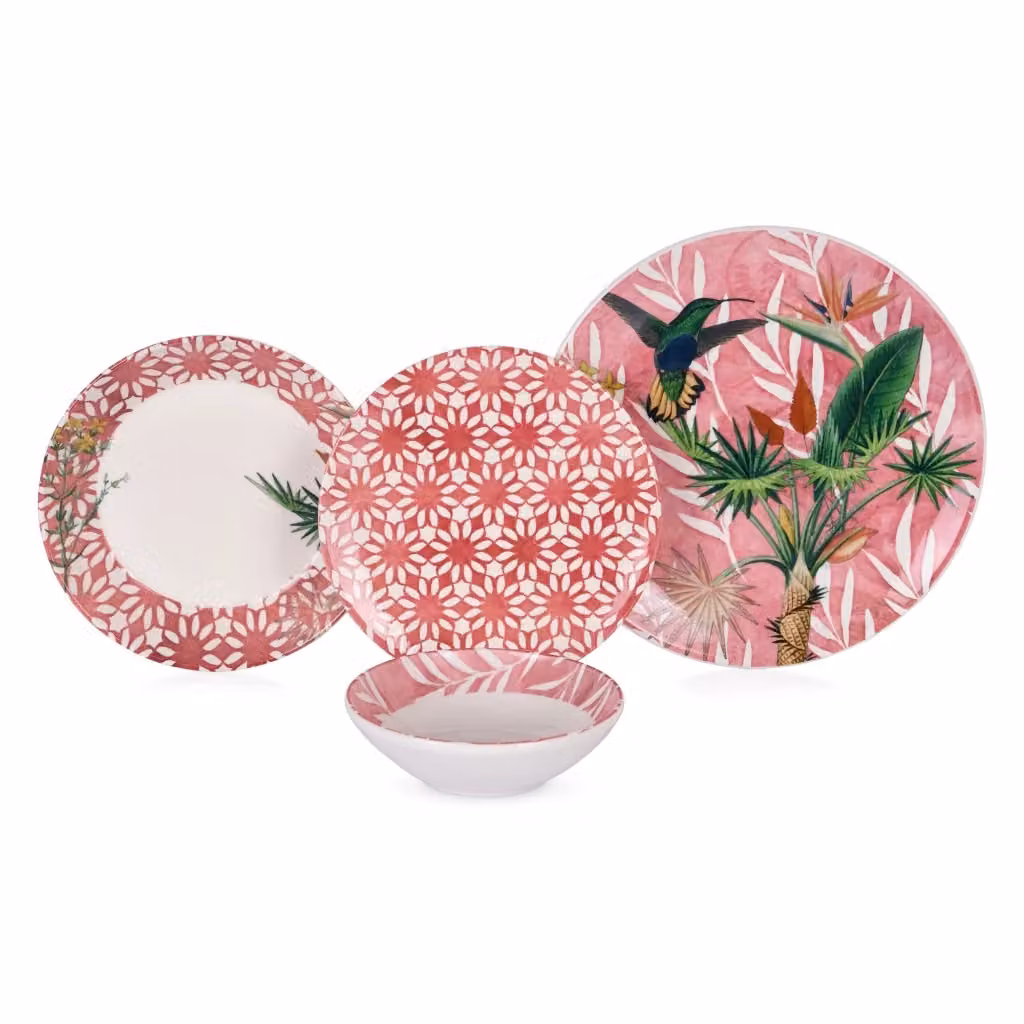 Servizio Piatti Noletoti DMORA in Ceramica Rosso, Set da 24 Pezzi per Adulti – 2