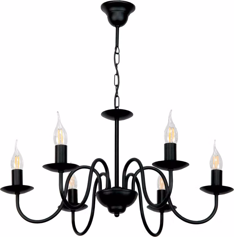 Lampada a sospensione Lampadario Candelabro Classic Nero 15-510/6 candele