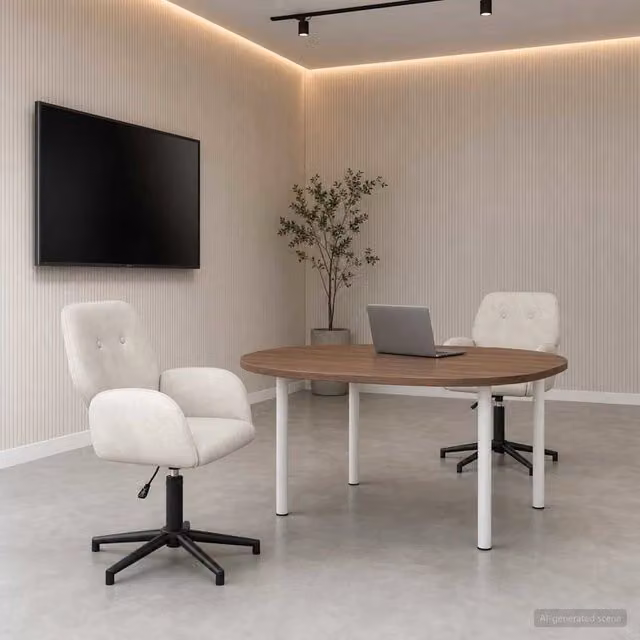 Set di 2 sedie da scrivania girevoli vidaXL in velluto beige con braccioli e ruote, L/P/H: 54 x 55 x 90 cm – 1