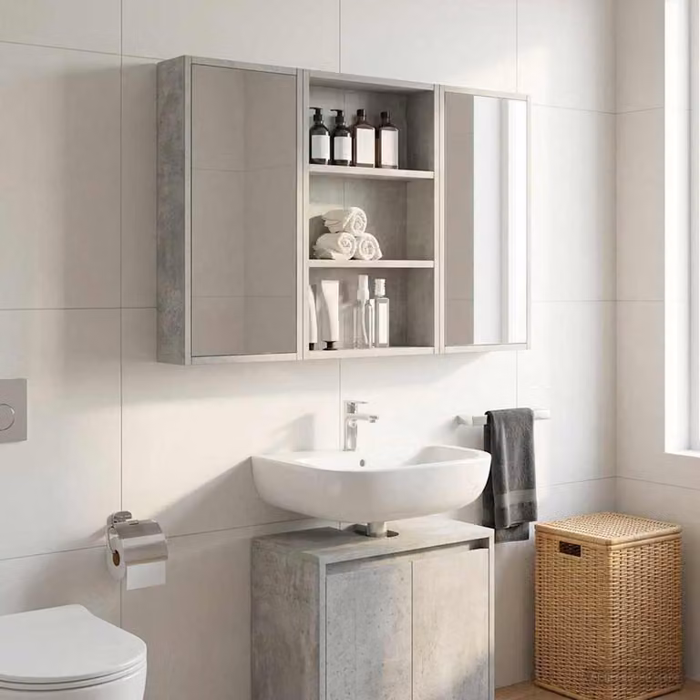 Armadio da bagno a muro vidaXL moderno in MDF grigio opaco L: 40 cm, P: 10 cm, H: 60,5 cm