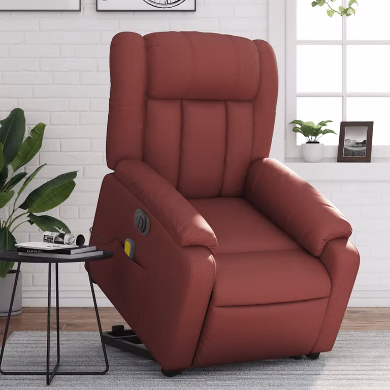 Poltrona Alzapersona Reclinabile vidaXL in Similpelle Rossa con Assistenza Elettrica per Senior