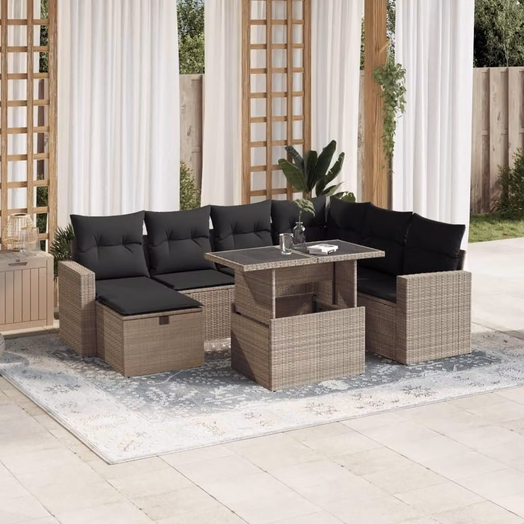 Maison Exclusive - Set Divano da Giardino 8pz con Cuscini Grigio Chiaro Polyrattan