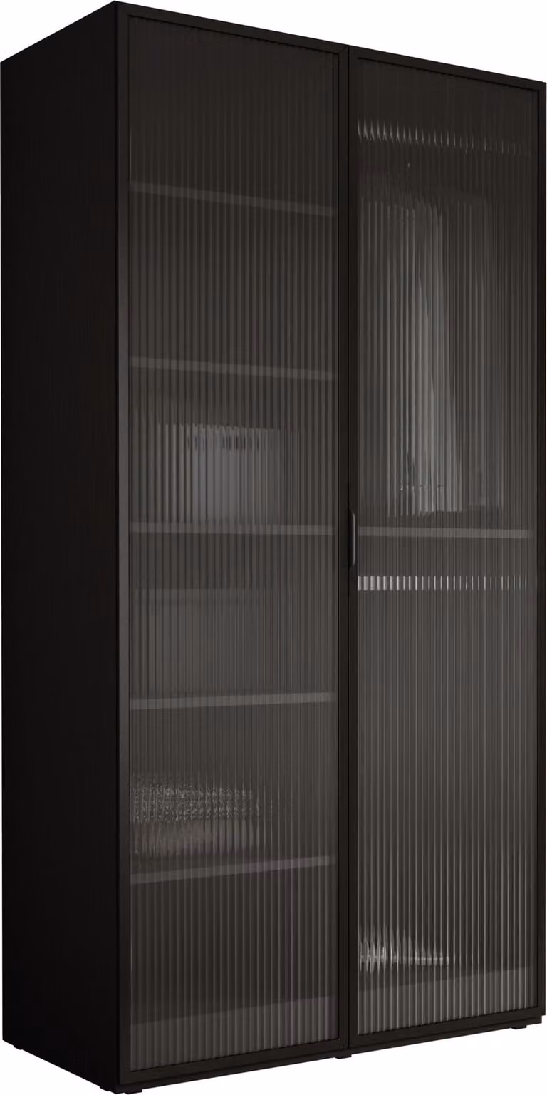 Armadio, nero grafite / vetro trasparente, 100 x 200 x 51 cm