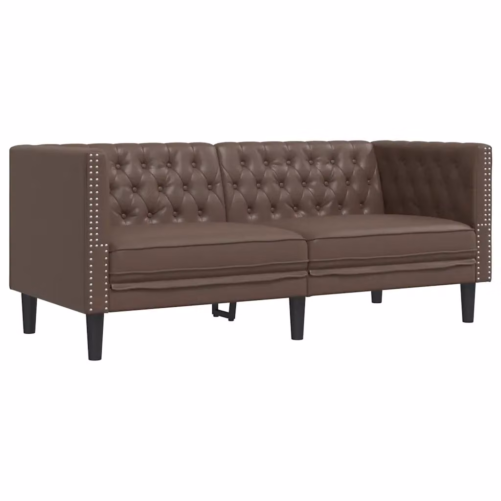 Divano Chesterfield a 2 Posti vidaXL in Similpelle Marrone L: 174 cm, P: 74,5 cm, H: 70,5 cm – 2
