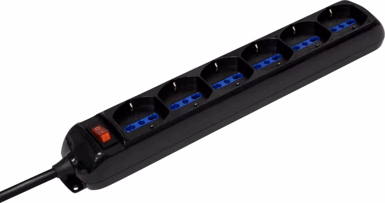 Brennenstuhl 1155429 Presa multipla, serie ECO-Line, 6 prese italiane da 10/16 A + Schuko, interruttore illuminato, colore nero