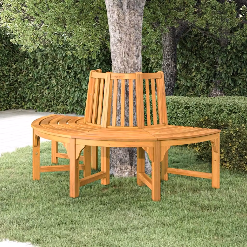 The Living Store Panca ad albero semicircolare Ø160 cm in legno massiccio di eucalipto