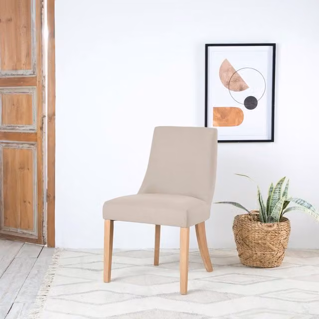 Sedia imbottita Bimba Banak beige in tessuto e legno