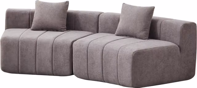 Modulo divano curvo in chenille con 2 cuscini, design semicircolare per soggiorno, camera da letto o ufficio