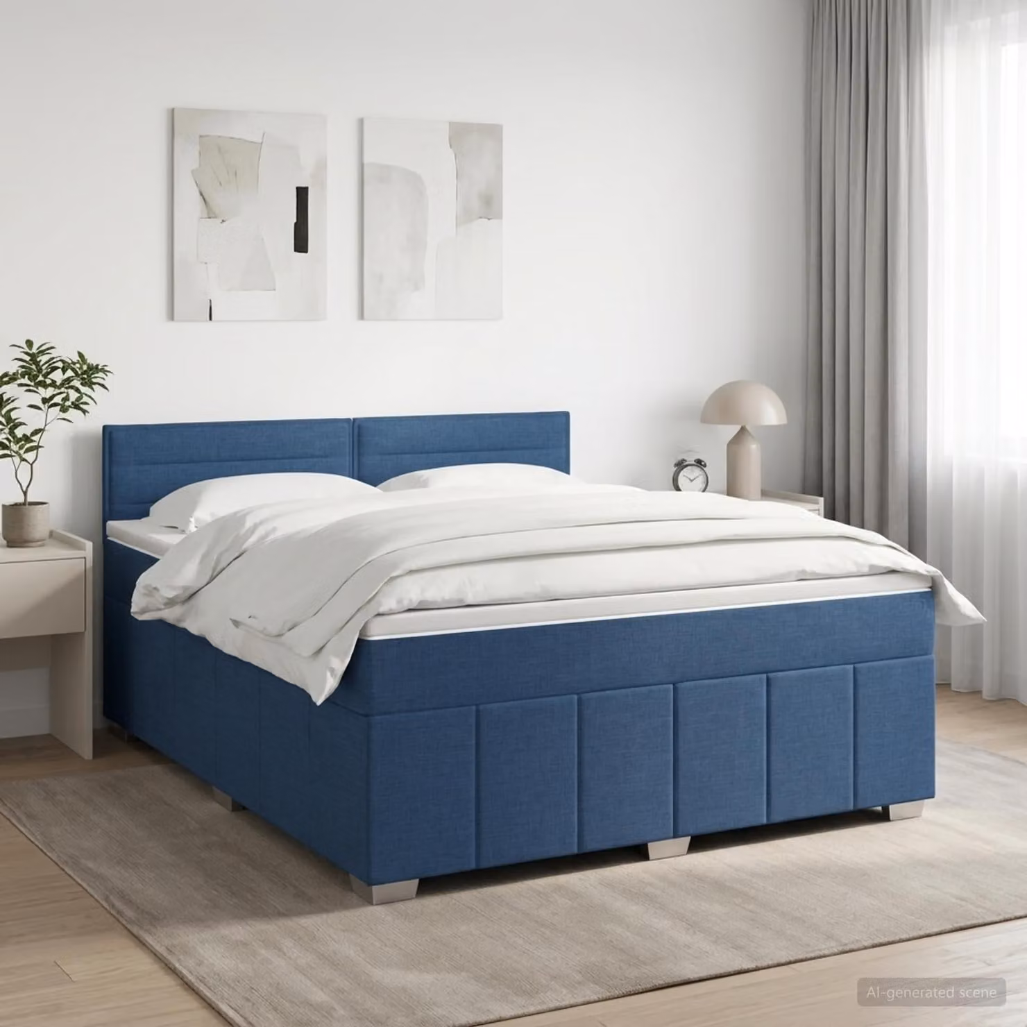 Maison Exclusive - Letto boxspring con materasso e testiera blu 140 x 200 cm Tessuto