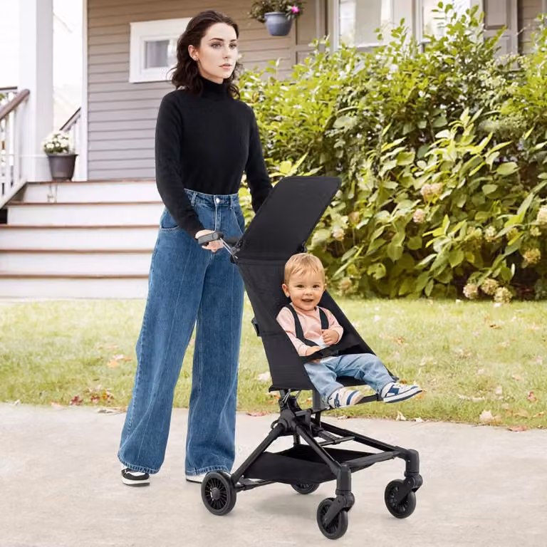 Passeggino leggero e pieghevole Costway per bambini, modello compatto adatto per aereo, Nero