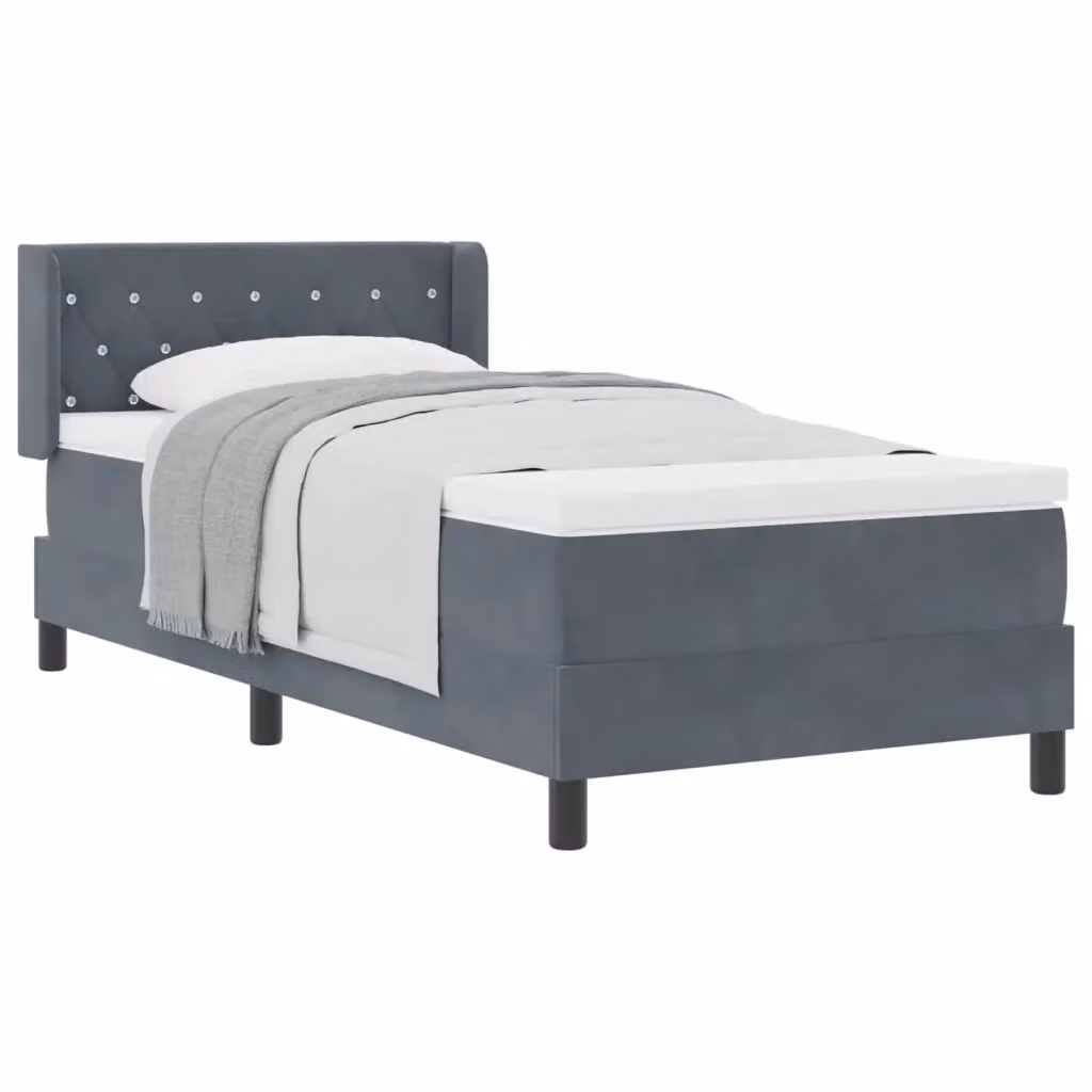 Letto ibrido con testiera in velluto vidaXL Grigio, L 200 x P 100 cm – 2