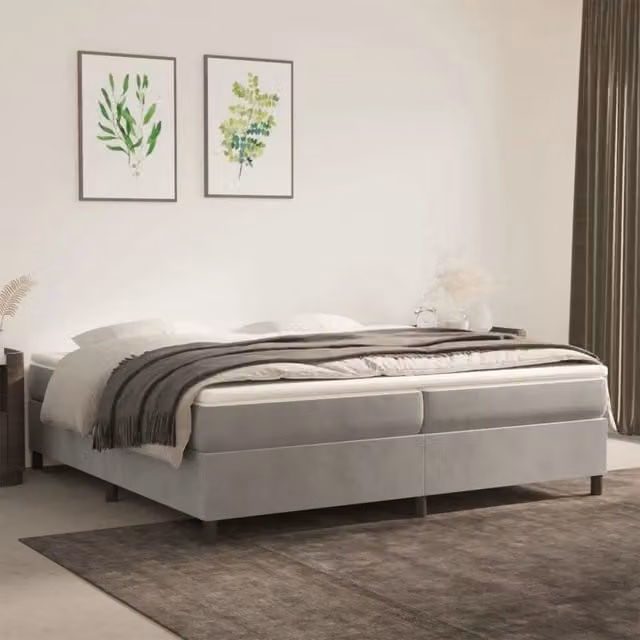 Struttura Letto a Rete a Molle Grigio Chiaro 200x200 cm Velluto 3121138