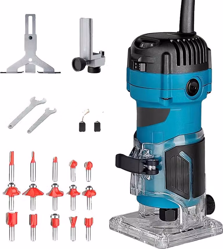 Fresatrice, potenza 800 W, comando a 6 velocità, 110-230 V