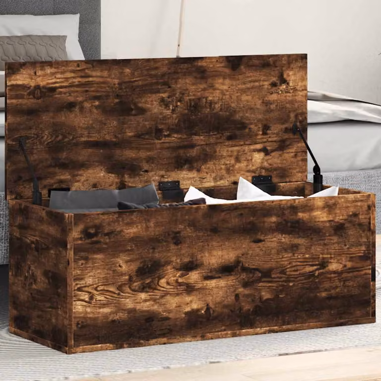 Contenitore Portaoggetti vidaXL in MDF Rovere Fumo, L 90 cm x P 35 cm x H 35 cm