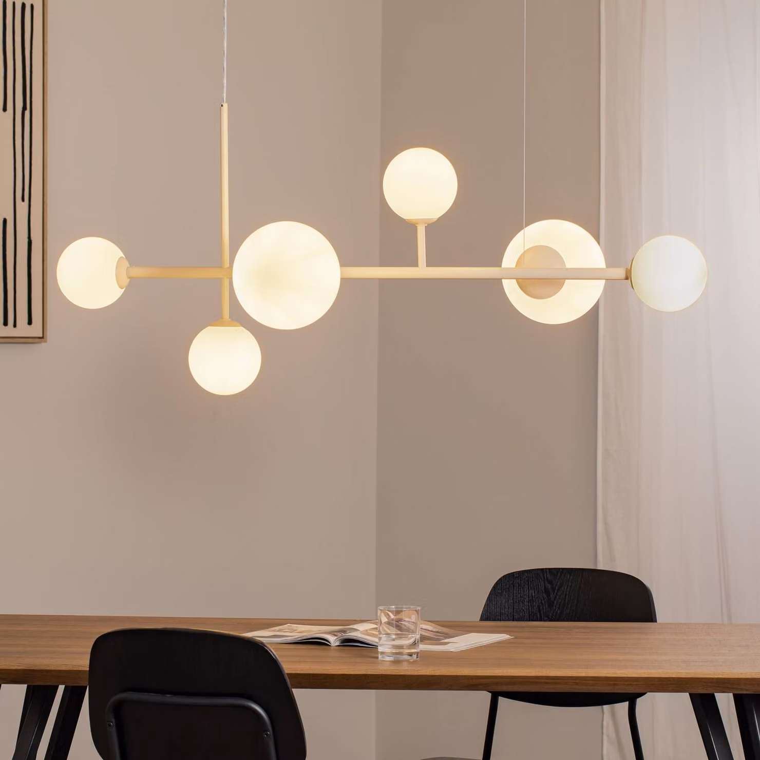 Lampada a sospensione in vetro Dione ALDEX, dimmerabile, Crema / Ambra, Soggiorno / Sala da pranzo, Vetro, Moderno, Lampada a sospensione