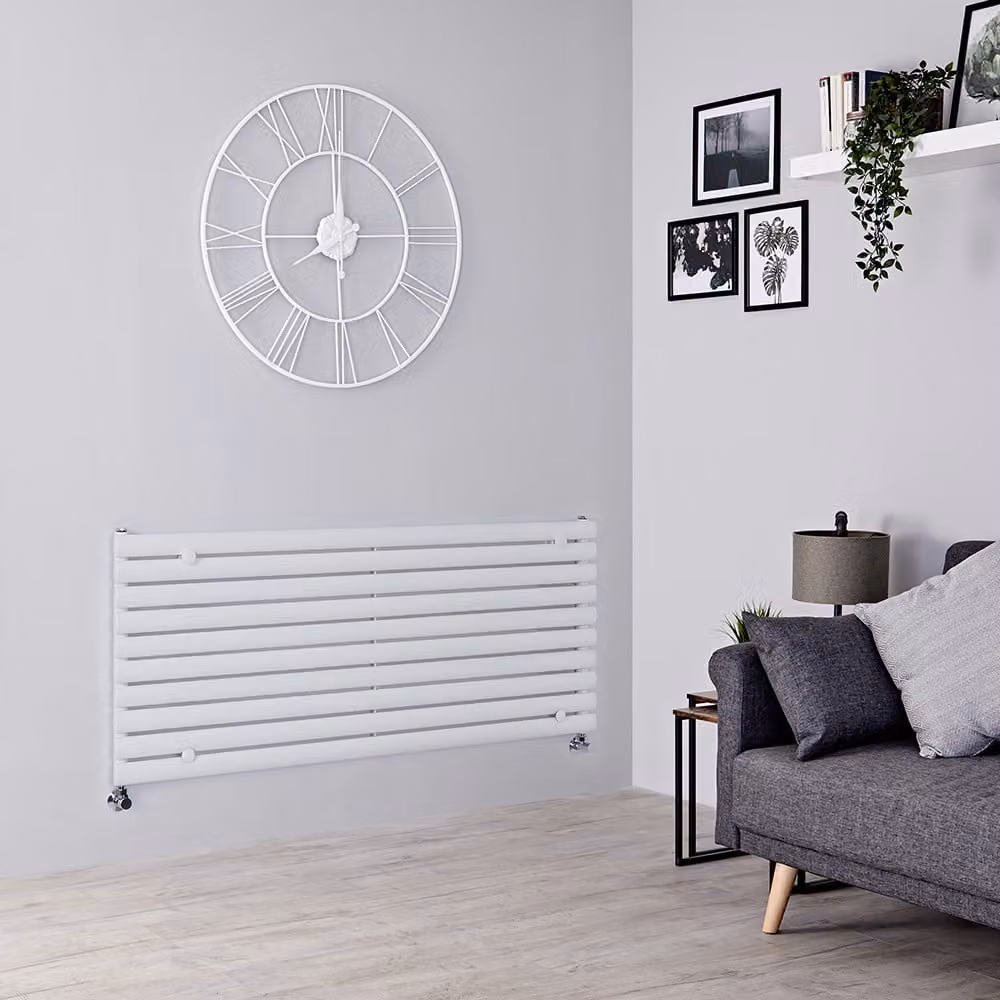 Radiatore di Design Orizzontale - Pannello Singolo - 590mm x 1400mm - Bianco - Revive
