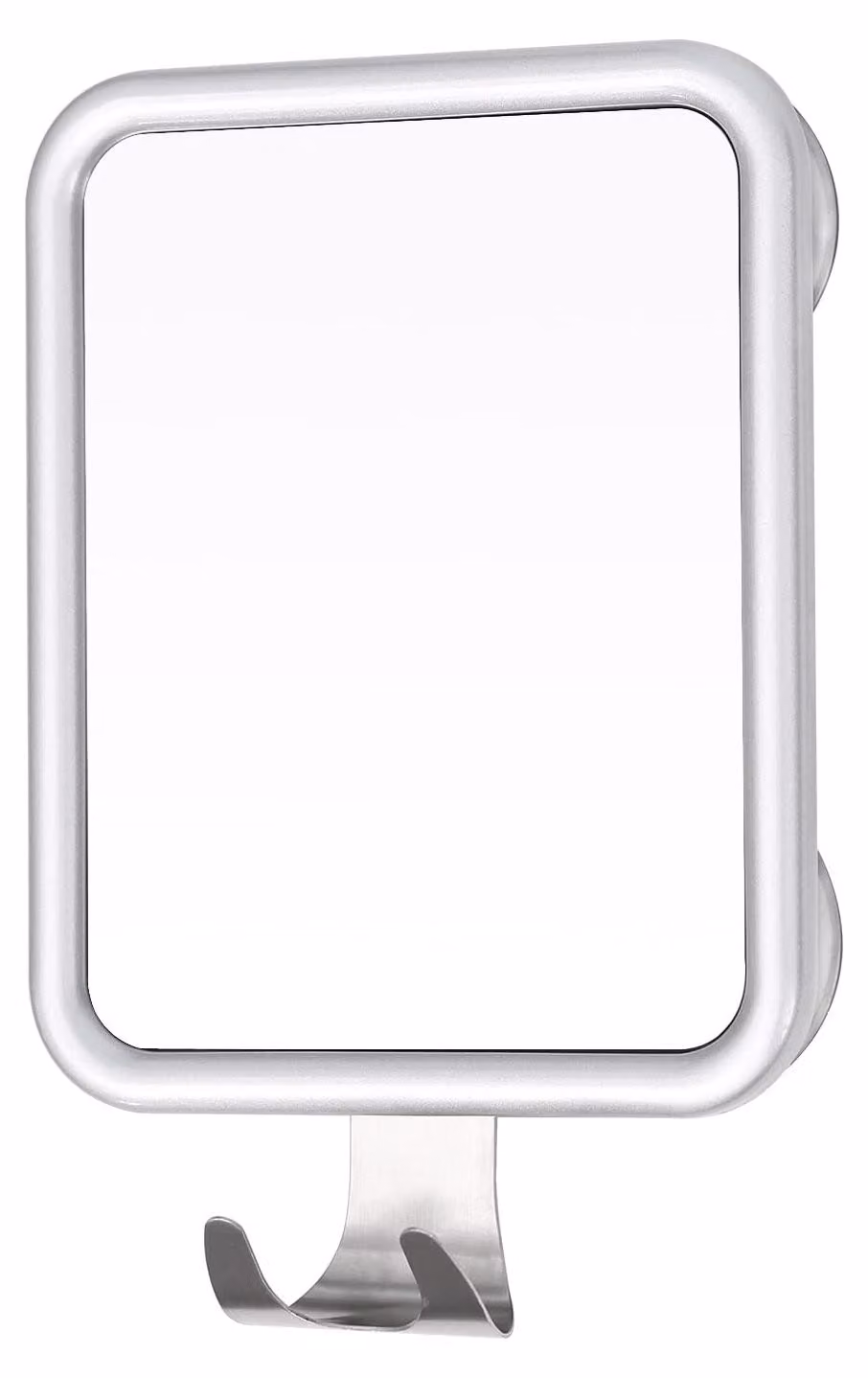 Specchio per doccia, antiappannamento, con 4 ventose resistenti, dotato di gancio per il rasoio, forma quadrata, ideale per il bagno