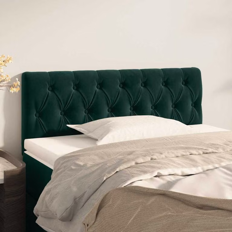 Testiera per letto vidaXL in velluto verde scuro con struttura in legno L: 100 cm, P: 7 cm, H: 78-88 cm
