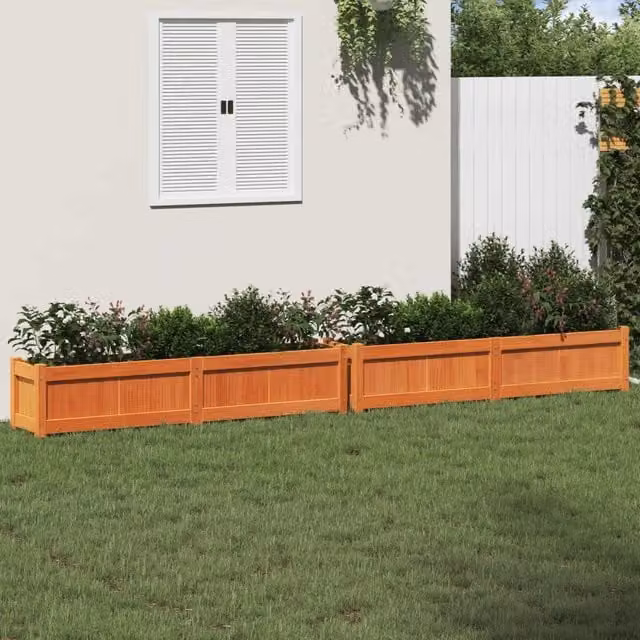 Fioriere da Giardino 2pz Marrone Cera Legno Massello di Pino 837479