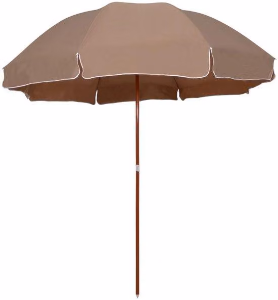 Ombrellone da giardino di design - Ø 255 cm - Marrone - Resistente ai raggi UV e antimacchia - Asta in metallo con effetto legno - 8 stecche - Ø 32 mm