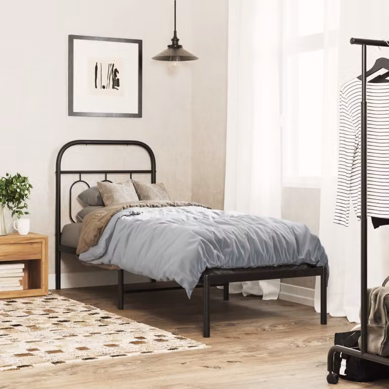 vidaXL Giroletto con Testiera in Metallo Nero L: 75 cm, P: 190 cm