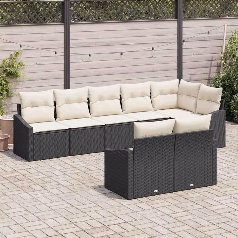 Maison Exclusive - Set di divani da esterno, 8 pezzi, colore nero [Materiale sintetico]: rattan sintetico