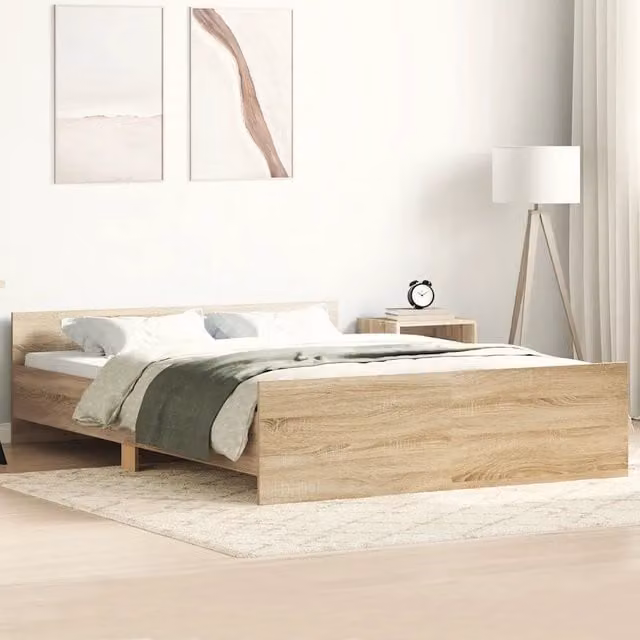 Letto con testiera e pediera vidaXL in legno di pino color marrone L 140 cm x P 200 cm