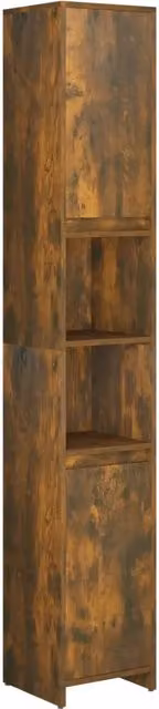 Elegante mobiletto da bagno con 6 scomparti 30 x 30 x 183 cm realizzato in legno composito finitura rovere affumicato 02_0048138