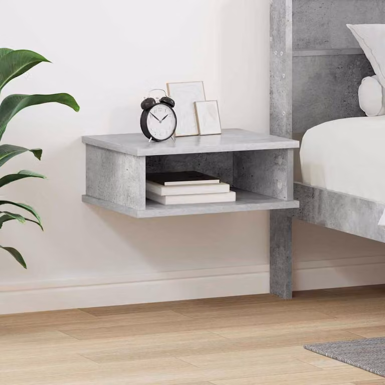 Comodino moderno vidaXL in legno ingegnerizzato grigio cemento, L 40 cm x P 31 cm x H 15 cm