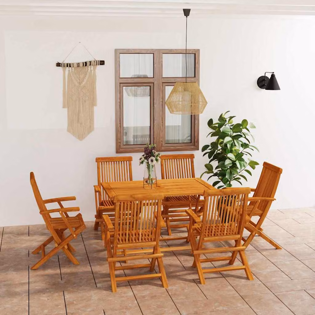 Set da pranzo da giardino vidaXL in legno massello di teak marrone, 7 pezzi – 1