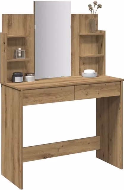 Toeletta con specchio e tavolo da vanità Design Mania in rovere color marrone L: 96 cm, P: 39 cm, H: 142 cm