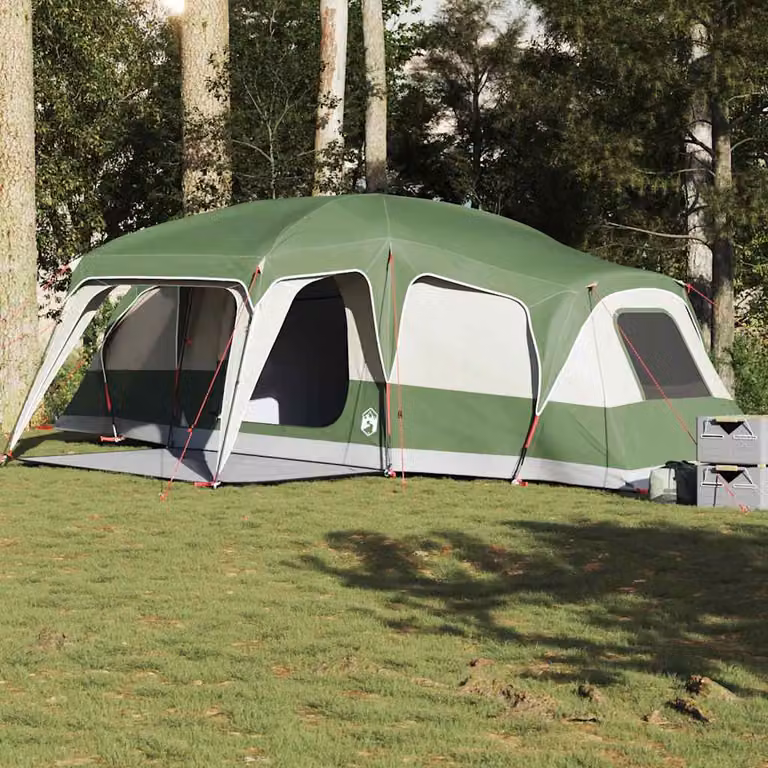 Tenda da Campeggio con Portico a Cupola vidaXL per 9 Persone, Impermeabile, Verde