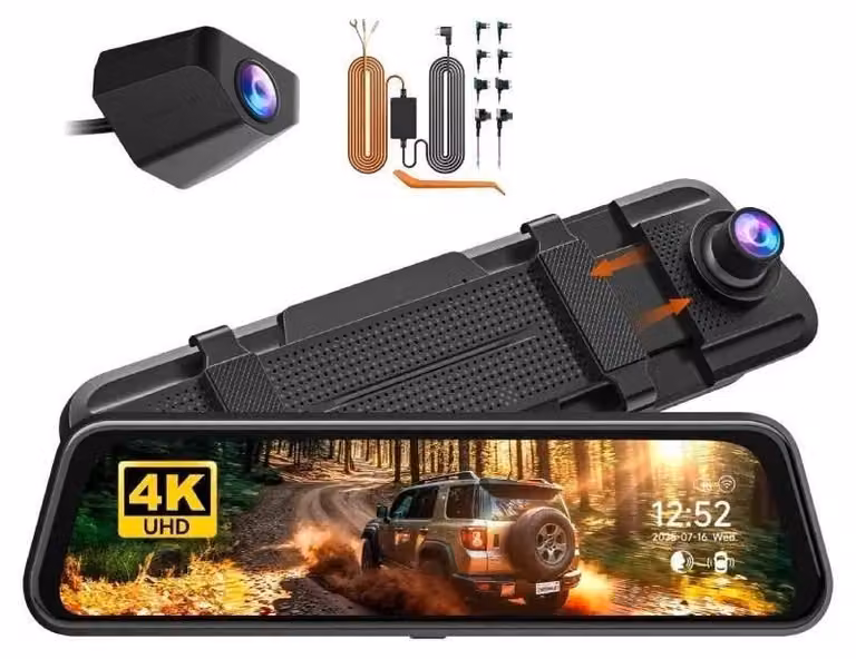 Dashcam, risoluzione 4K, touchscreen IPS, CON KIT PREINSTALLATO, scheda TF da 64 GB in omaggio