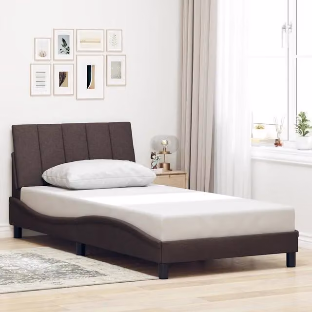 Giroletto senza materasso Hanko vidaXL in tessuto marrone scuro L/P/H: 200 x 100 x 74,5 cm – 1