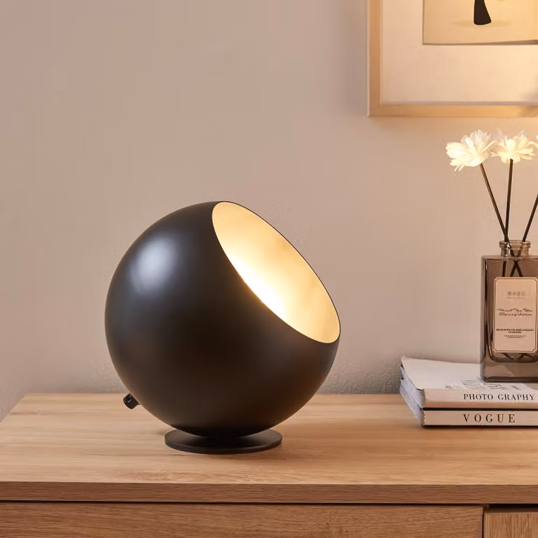 Lampada da tavolo 'Lukkodso' 1xE27 lampada da tavolo Ø20 x 20 cm con paralume sferico metallo nero