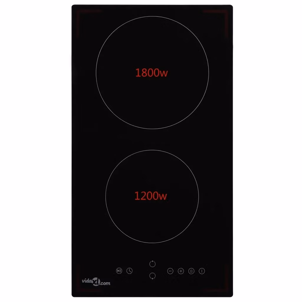 Piano Cottura Elettrico in Vetroceramica Design In Nero con 2 Zone e Controlli Touch 3000 W CFW7830277 – 2