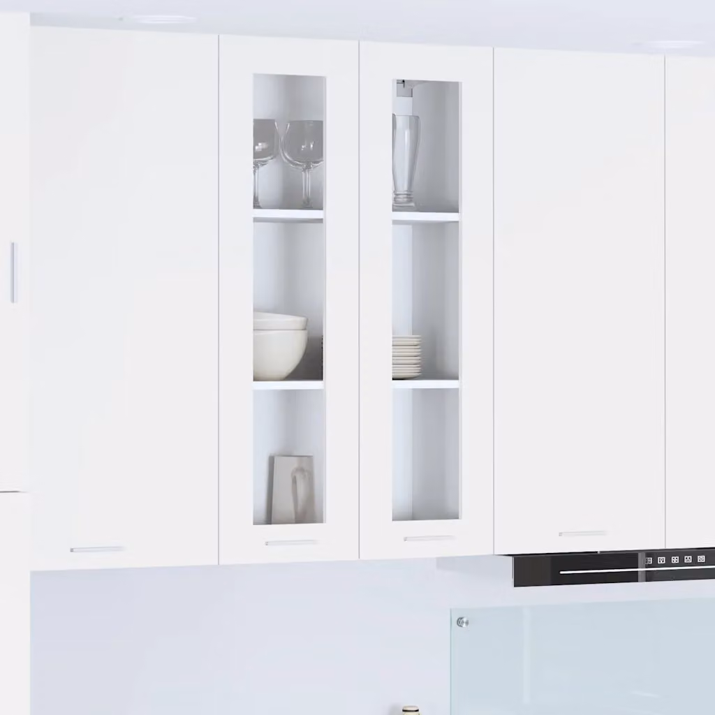 Armadio pensile da cucina vidaXL Bianco con ante in vetro e finitura opaca L: 60 cm, P: 31 cm, H: 100 cm