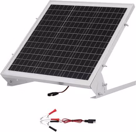 Caricabatterie per Pannello Solare VEVOR da 20 W e 12 V con Celle Monocristalline, Controllo MPPT Esterno, Staffa di Montaggio Regolabile e Impermeabilità IP65, Colore Argento e Bianco