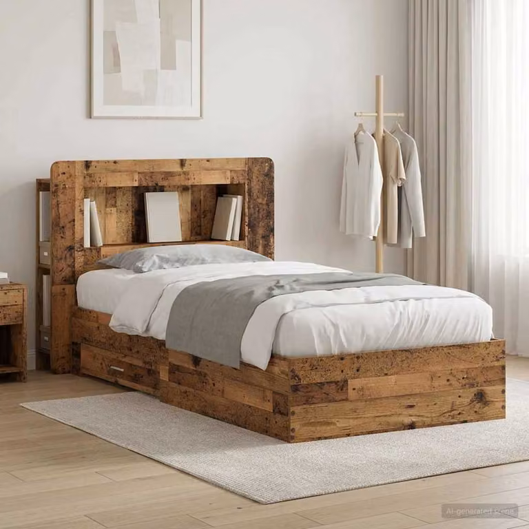 vidaXL Letto con contenitore in legno color marrone L/P/H: 190 x 90 x 119,5 cm