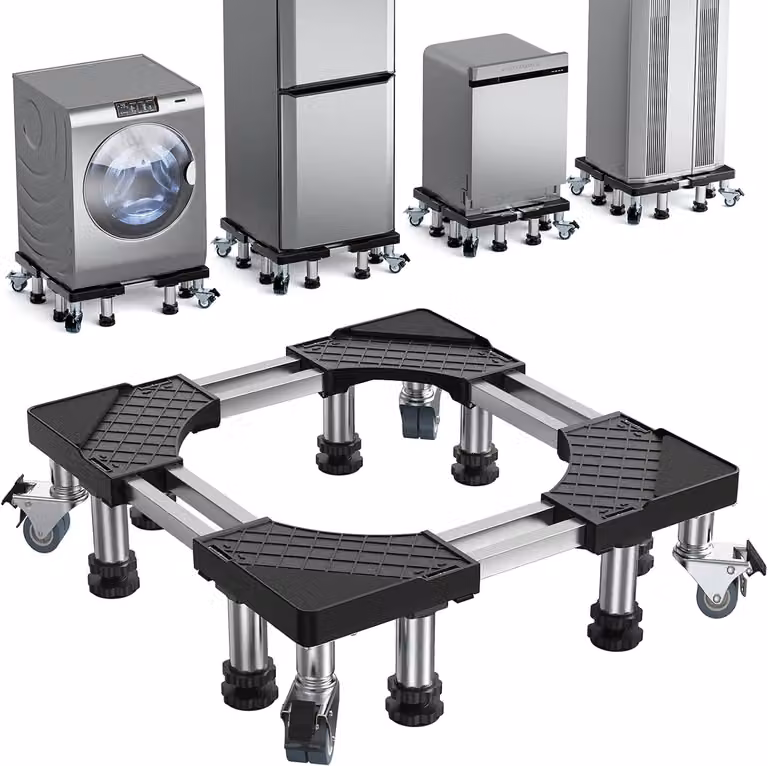 Altro materiale per l'officina: Base per lavatrice con 4 ruote e 8 gambe. Base regolabile per lavatrice. Supporto per lavatrice, portata massima: 500 kg