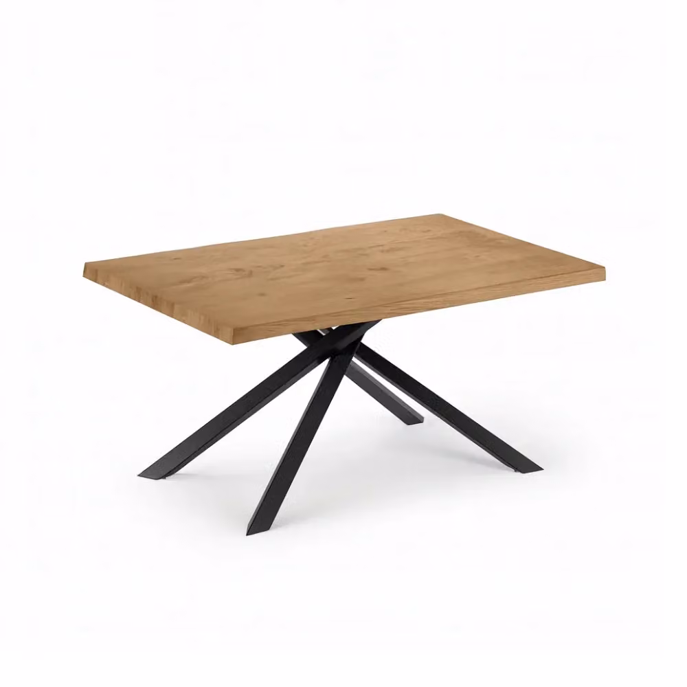 Tavolo da pranzo rettangolare allungabile Blake di Duzzle in legno impiallacciato rovere naturale e metallo, L: 200-300 cm x P: 100 cm – 2