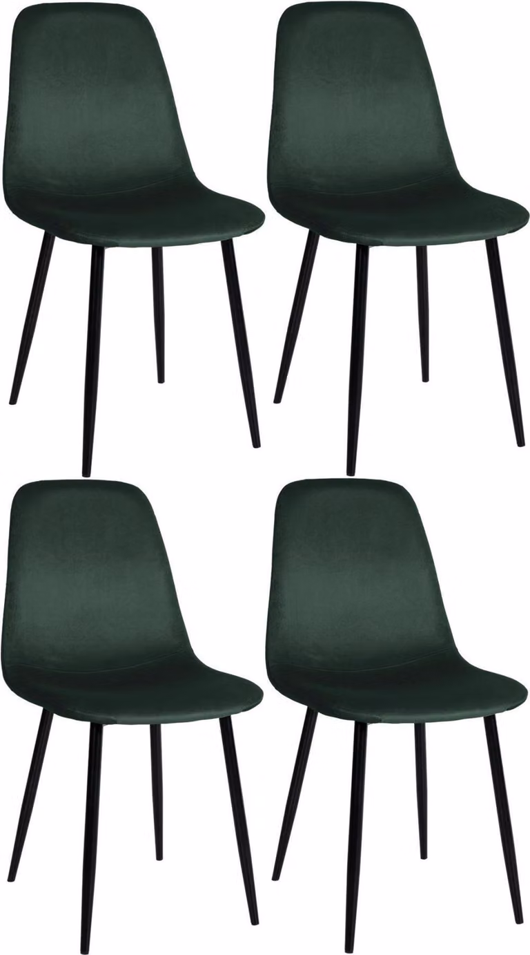 set di 4 sedie da pranzo - Set di sedie per la famiglia - Design a bassa manutenzione | Colore: Verde | Materiale: Morbido
