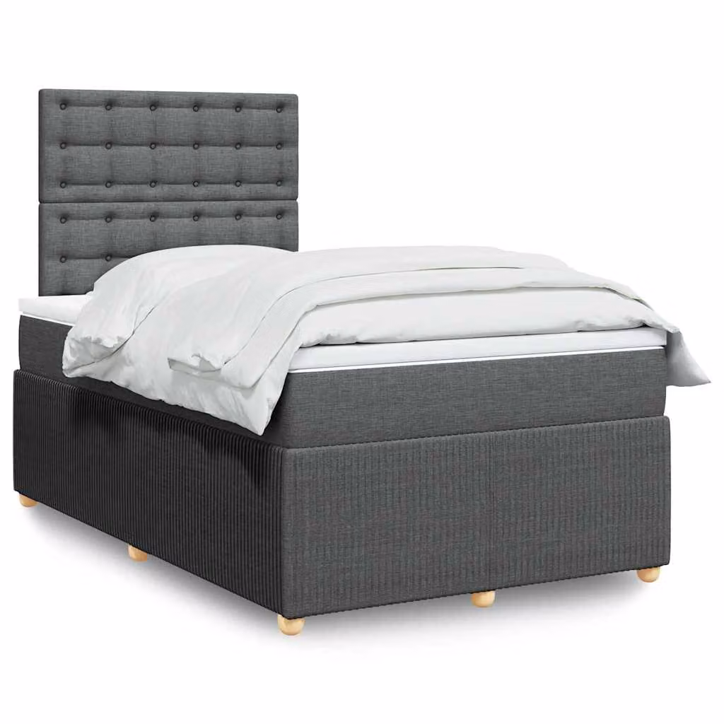 vidaXL Giroletto a Molle con Materasso Ibrido in Tessuto Grigio e Bianco L/P/H: 200 x 120 x 150,5 cm