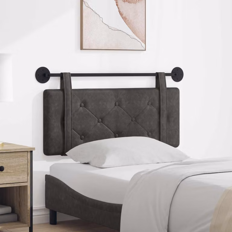 Testiera da letto sospesa vidaXL in similpelle nera con pannello imbottito moderno