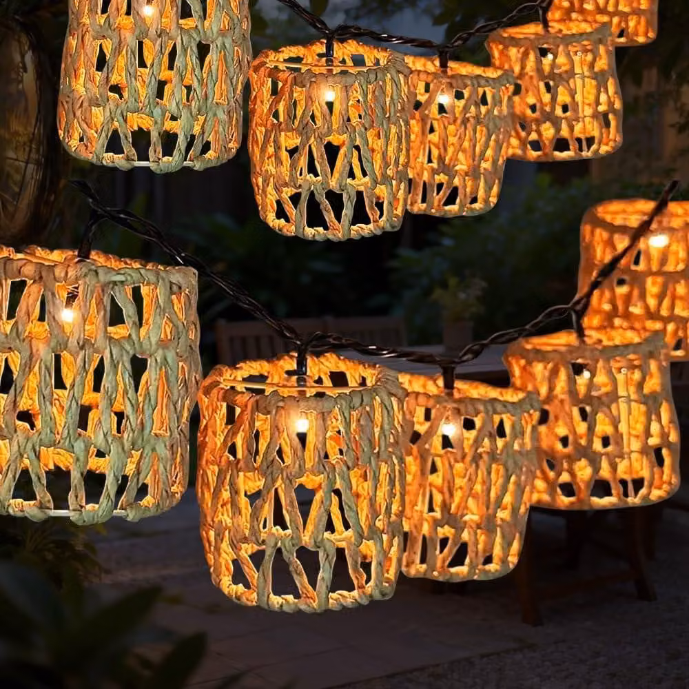 Catena di luci solari a LED, 10 lampadine, 3,6 metri, cavo in carta, resistente alle intemperie