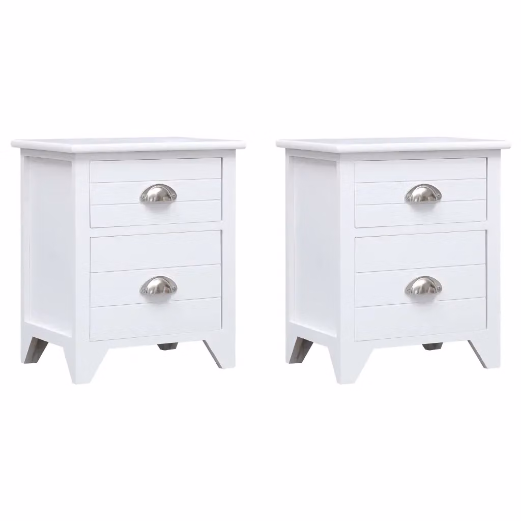Set di 2 comodini moderni vidaXL con 2 cassetti in legno bianco opaco